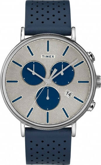 Orologio-TIMEX-uomo-Fairfield-multi-funzione-pelle-blu