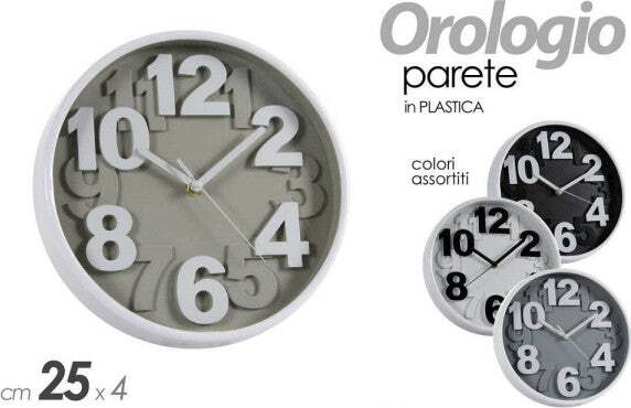 Orologio-Tondo-Moderno-Da-Parete-25x4cm-Vari-Colori-Assortiti-In-Plastica-805530