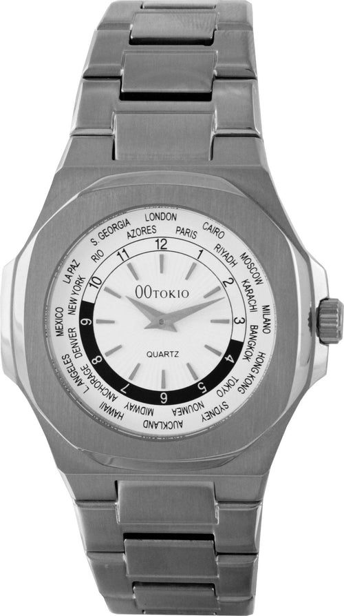 Orologio Uomo Da Polso 00 Tokio World Time Cinturino in Acciaio Inossidabile Cassa Tonda 44 Mm Quadrante Bianco Analogico Vetro Minerale Moda/Uomo/Orologi/Orologi da polso Milano Fashion Watch - Marcianise, Commerciovirtuoso.it