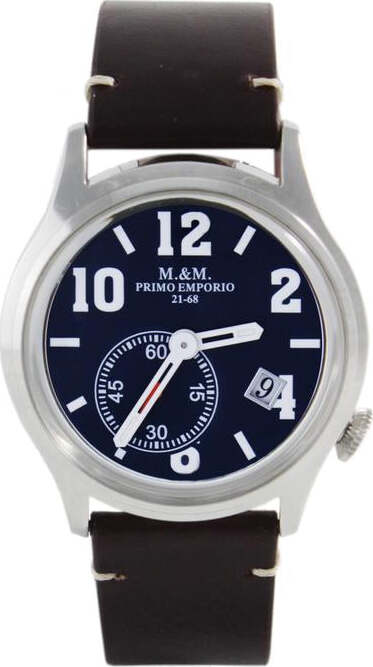 Orologio Uomo Da Polso M&m Primo Emporio Luxury 1021b Orologio Analogico Casual Cinturino in Pelle Marrone E Quadrante Tondo Blu Moda/Uomo/Orologi/Orologi da polso Milano Fashion Watch - Marcianise, Commerciovirtuoso.it