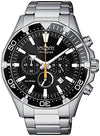 Orologio Uomo in Acciaio Vagary Accessorio da polso Fondo Nero Visibile di Notte Ghiera Girevole Vagary By Citizen