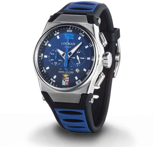 Locman Orologio Uomo cronografo MARE quadrante blu con stemma Marina Militare
