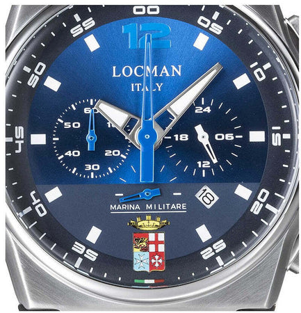 Locman Orologio Uomo cronografo MARE quadrante blu con stemma Marina Militare