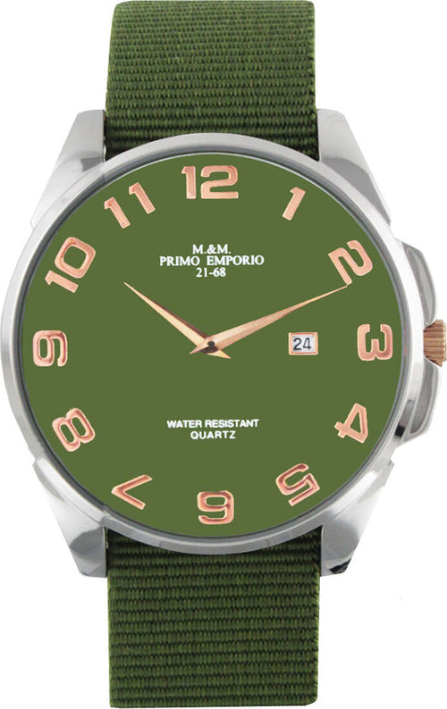 Orologio Uomo M&m Primo Emporio Classic Line 1090ve Verde Orologio Analogico Casual Quadrante Tondo Verde Cinturino in Tessuto Resistente All'acqua Moda/Uomo/Orologi/Orologi da polso Milano Fashion Watch - Marcianise, Commerciovirtuoso.it