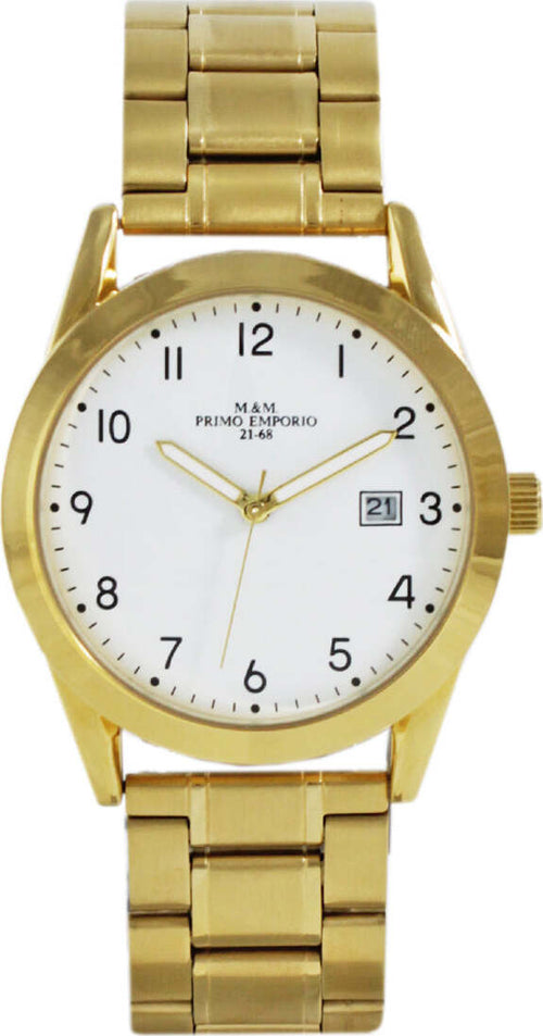 Orologio Uomo M&m Primo Emporio Luxury 1039dw Orologio Da Polso Analogico Dorato Con Quadrante Tondo Bianco Movimento Al Quarzo Moda/Uomo/Orologi/Orologi da polso Milano Fashion Watch - Marcianise, Commerciovirtuoso.it