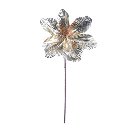 Magnolia decorativa in poliestere per decorazioni natalizie h 60 cm