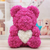 Orsacchiotto-Orsetto-Orso-Di-Rose-Con-Fiori-Da-40cm-Rosa-Con-Cuore-Bianco
