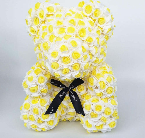 Orsacchiotto Orsetto Orso Di Rose Con Fiori Da 25cm Colore Giallo E Bianco Fiori Finti > San Valentino Trade Shop italia - Napoli, Commerciovirtuoso.it