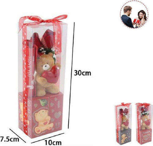 Orsetto Con Cuore Fiori Confezione Regalo Per San Valentino 10x7.5x30 Cm 63303 Casa e cucina/Decorazioni per interni/Piante e fiori artificiali/Fiori artificiali Trade Shop italia - Napoli, Commerciovirtuoso.it