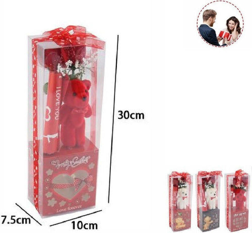 Orsetto Peluche Con Fiore Confezione Regalo Per San Valentino 10x7.5x30cm 63300 Giochi e giocattoli/Peluche/Animali di peluche Trade Shop italia - Napoli, Commerciovirtuoso.it