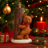 Base per albero di natale orso con tronco in poliresina per decorazioni natalizie