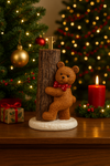 Base per albero di natale orso con tronco in poliresina per decorazioni natalizie