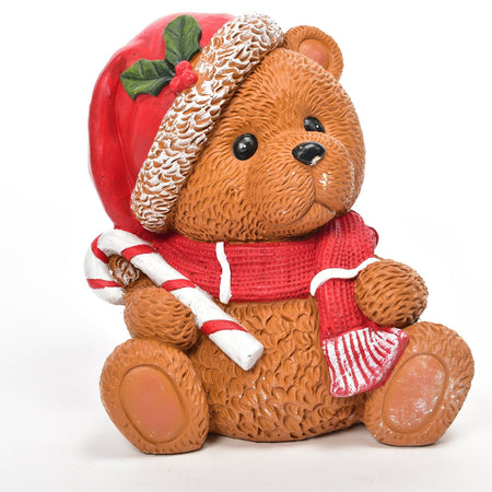 Orso natalizio in poliresina per decorazione natalizia