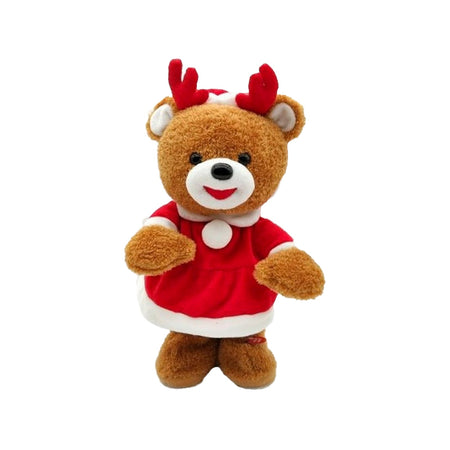 Peluche di natale orso musicale decorazione natalizia h 37 cm