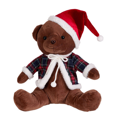 Orso di Natale peluche soffice decorazione natalizia per interno da 35 cm