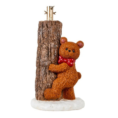 Base per albero di natale orso con tronco in poliresina per decorazioni natalizie