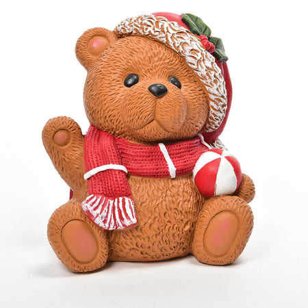 Orso natalizio in poliresina per decorazione natalizia