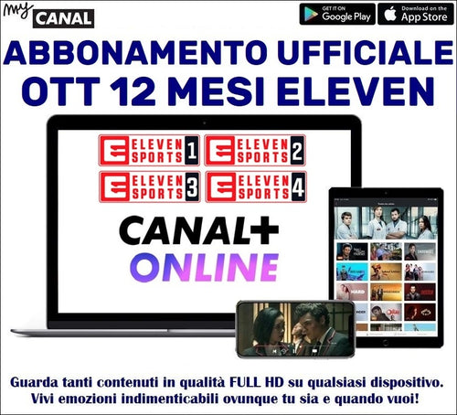 Abbonamento Ufficiale in Streaming ELEVEN SPORTS HD 12 Mesi