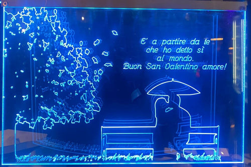 OUADRO IN PLEXIGLASS REGALO FESTA AMORE SAN VALENTIN PERSONALIZZATA LUCE LED RGB