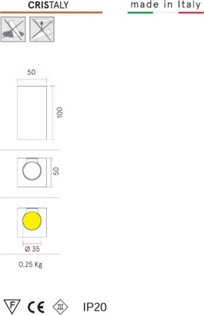OUTLET-Applique-gesso-Belfiore-2533-GU4-D35-LED-dipingere-moderno-biemissione