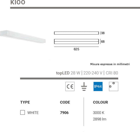 OUTLET-Applique-moderno-Linea-Light-Group-KIOO-7906-LED-alluminio-policarbonato-lampada-parete