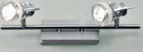 OUTLET-Binario-IL-APOLLO-GU10-LED-7W-2-luci-metallo-nichel-spazzolato-vetro-moderno-spot