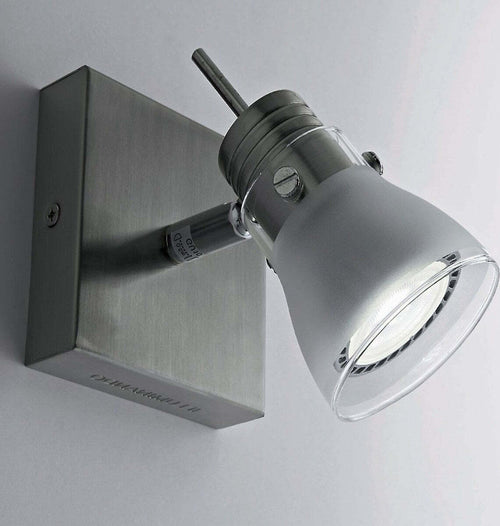 OUTLET-Faretto-IL-APOLLO-GU10-LED-7W-1-luce-metallo-nichel-spazzolato-vetro-moderno-spot