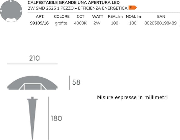OUTLET-Lampada-terra-moderna-Sovil-illuminazione-UPPER-99109-16-LED-alluminio-segnapasso-calpestabile