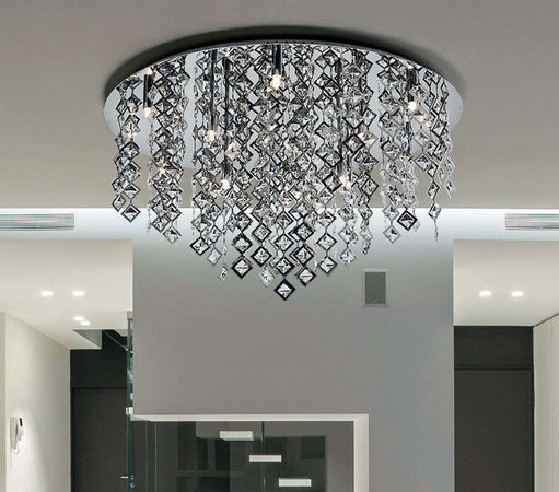 OUTLET-Plafoniera-Illuminando-GALASSIA-G-G9-LED-12-luci-lampada-soffitto-cristalli-quadrati-trasparenti-moderna-interno