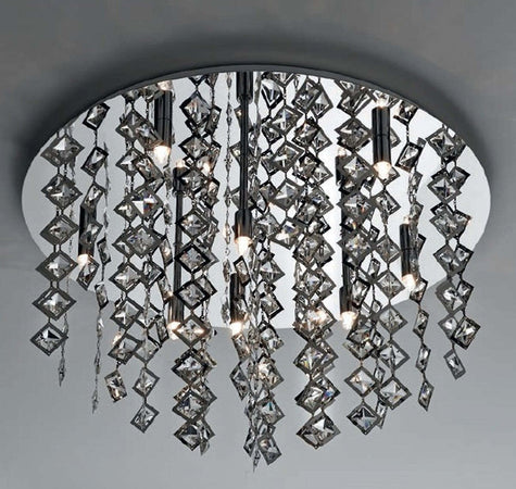 OUTLET-Plafoniera-Illuminando-GALASSIA-M-G9-LED-8-luci-lampada-soffitto-cristalli-quadrati-trasparenti-moderna-interno