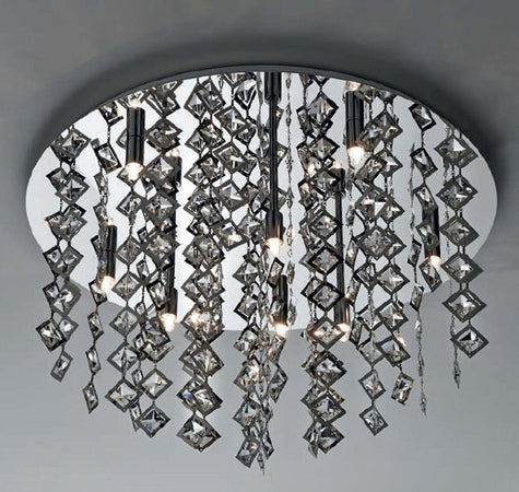 OUTLET-Plafoniera-Illuminando-GALASSIA-M-G9-LED-8-luci-lampada-soffitto-cristalli-quadrati-trasparenti-moderna-interno