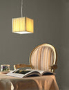 OUTLET-Sospensione-ASSO-SPASSO45-E27-LED-lampadario-quadrato-paralume-stoffa-interno