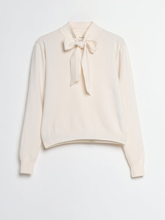 Maglia panna con fiocco