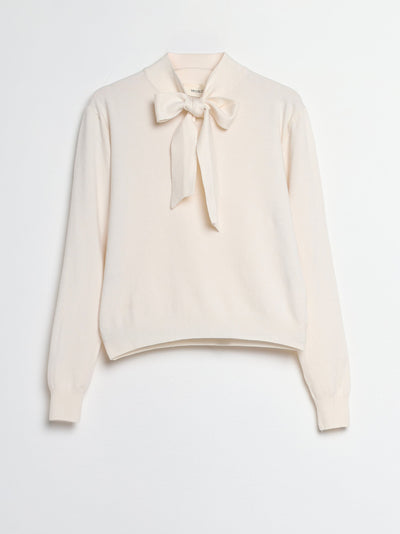 Maglia panna con fiocco