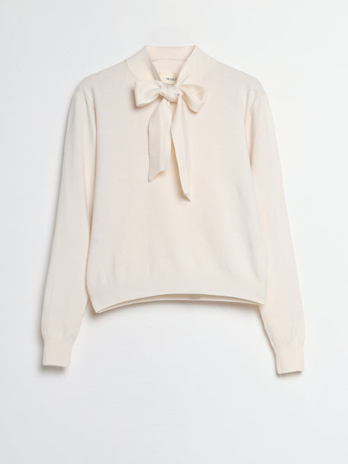 Maglia panna con fiocco