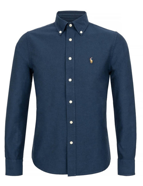 Camicia Uomo Polo Ralph Lauren Camicia Casual Slim Fit Aderente In Oxford In Cotone Collo Button Down Logo Pony Ralph Lauren Ricamato