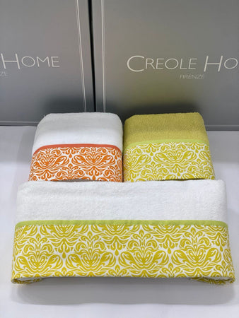 Set Asciugamani 3+3 Creole Firenze Flo  Spugna di Cotone