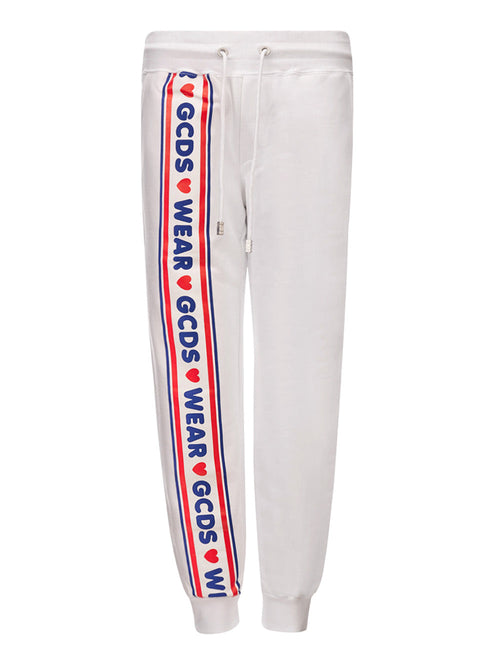 GCDS Pantalone Tuta Bianco con Logo da donna