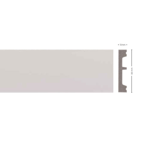 *STOCK FOLLI* Profilo mostrina - battiscopa - boiserie in Polimeri Bianco RAL 9016 verniciabile 66X13mm (Prezzo al metro)