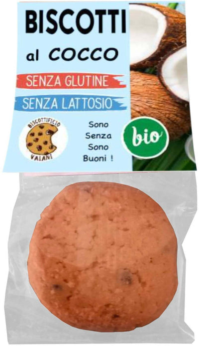 Pacchetto di 3 biscotti senza glutine e senza lattosio di 35g al cocco biscottificio artigianale vaiani