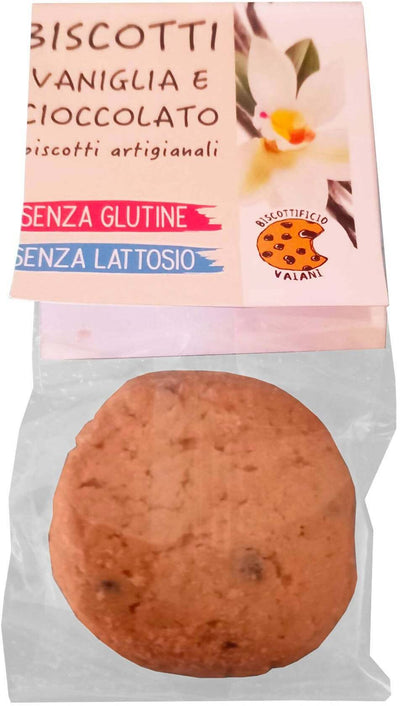 Pacchetto di 3 biscotti senza glutine e senza lattosio di 35g vaniglia e cioccolato ( biscottificio artigianale vaiaani). con vera vaniglia.8