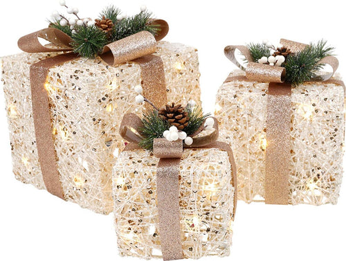 Pacchi regalo con led, pigne e aghi di pino per decorazioni natalizie set da 3 Casa e cucina/Decorazioni per interni/Addobbi e decorazioni per ricorrenze/Decorazioni natalizie/Luci natalizie/Catene luminose per esterni MagiediNatale.it - Altamura, Commerciovirtuoso.it