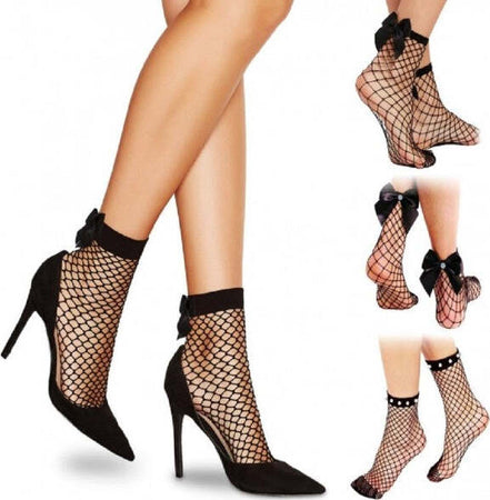 Pack-Da-3-Paia-Di-Calzini-A-Rete-Ass.-Fancy-Neri-Alla-Caviglia-Taglia-Unica
