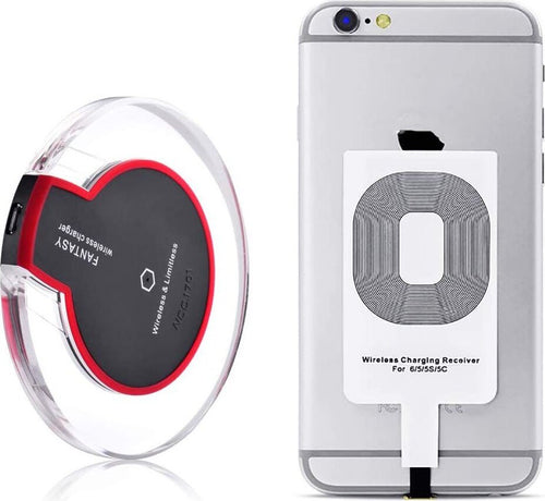 Pad di ricarica wireless + ricevitore compatibile con i Phone 8 7/7 Plus 6s / 6s Plus / 6/5 / 5s / 5c, Galaxy Galaxy S7 / S7 Edge, S8 / S8 Plus, S6 / S6 Edge Plus/S6 Edge