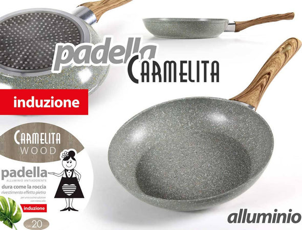 Padella Antiaderente Induzione Carmelita in Pietra Pentola di Alta qualità Professionale, Diametro 22 cm Padella Antiaderente Induzione L'Orchidea - Siderno, Commerciovirtuoso.it