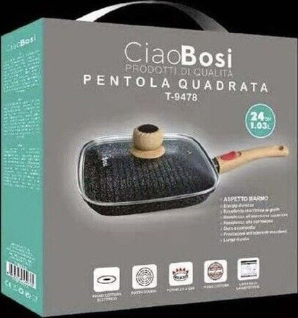 Padella Pentola Quadrata Con Manico Coperchio Vetro 24cm 1.03lt Antiaderente T-9478 Casa e cucina/Pentole padelle e pirofile/Pentole e padelle/Padelle universali Trade Shop italia - Napoli, Commerciovirtuoso.it