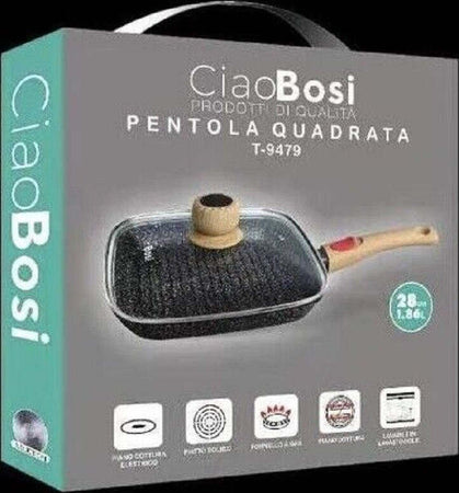 Padella Quadrata Con Manico Coperchio 28cm 1,86lt Per Piano Cottura Alimenti T-9479 Casa e cucina/Pentole padelle e pirofile/Pentole e padelle/Pentole universali Trade Shop italia - Napoli, Commerciovirtuoso.it