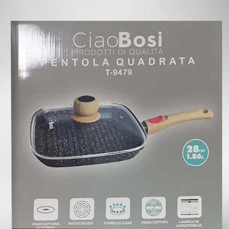 Padella Quadrata Con Manico Coperchio 28cm 1,86lt Per Piano Cottura Alimenti T-9479 Casa e cucina/Pentole padelle e pirofile/Pentole e padelle/Pentole universali Trade Shop italia - Napoli, Commerciovirtuoso.it