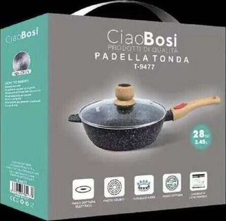 Padella Tonda Con Manico In Legno Coperchio In Vetro 28cm 3,45lt Cucina T-9477 Casa e cucina/Pentole padelle e pirofile/Pentole e padelle/Pentole universali Trade Shop italia - Napoli, Commerciovirtuoso.it