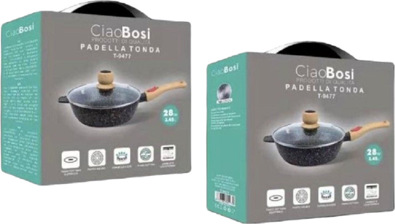 Padella Tonda Con Manico In Legno Coperchio In Vetro 28cm 3,45lt Cucina T-9477 Casa e cucina/Pentole padelle e pirofile/Pentole e padelle/Pentole universali Trade Shop italia - Napoli, Commerciovirtuoso.it